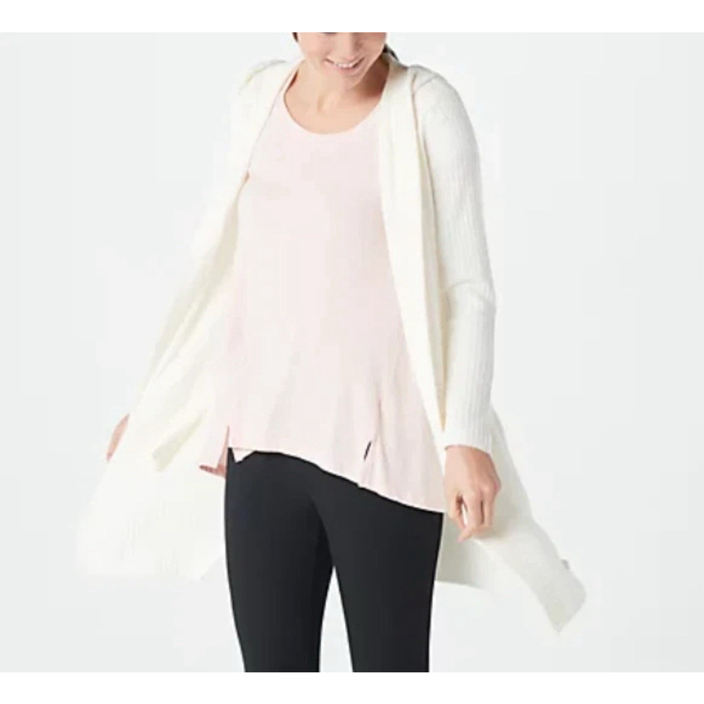 Barefoot Dreams NEW CozyChic Lite Relaxed Hooded Cardigan XS Pearl Pockets NWOT
